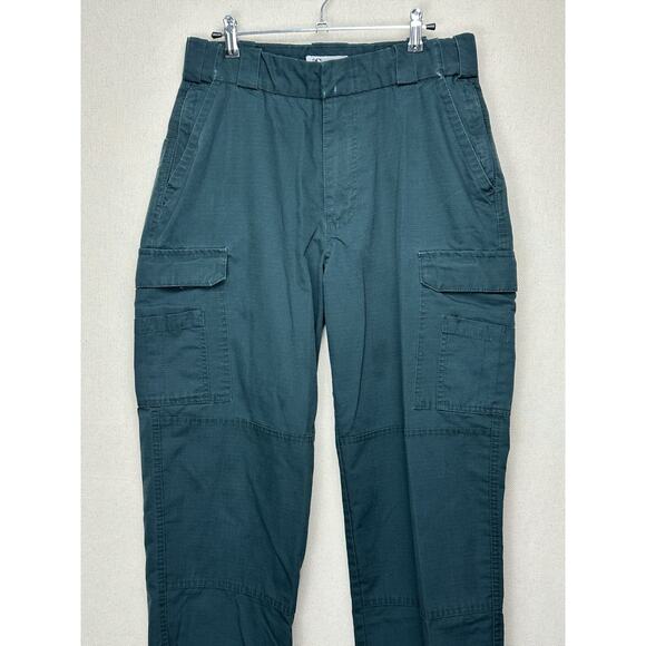 Service Pants Mens Sz 32 Green Cargo Tactical Performance Stretch Elastic Waist - Picture 2 of 16